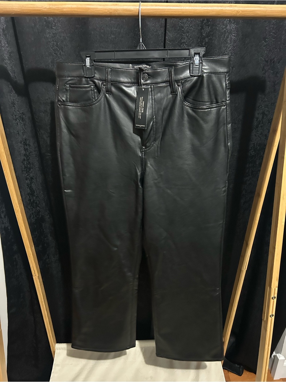Banana Republic Black Straight Faux Leather Jeans